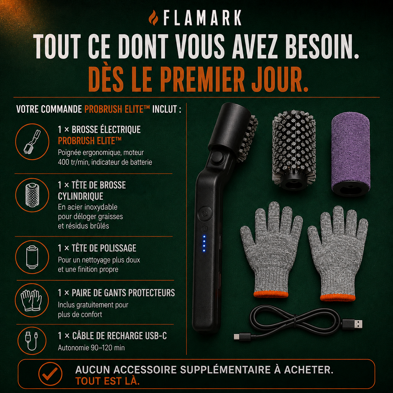 Flamark ProBrush Elite™ - Brosse électrique pour barbecue